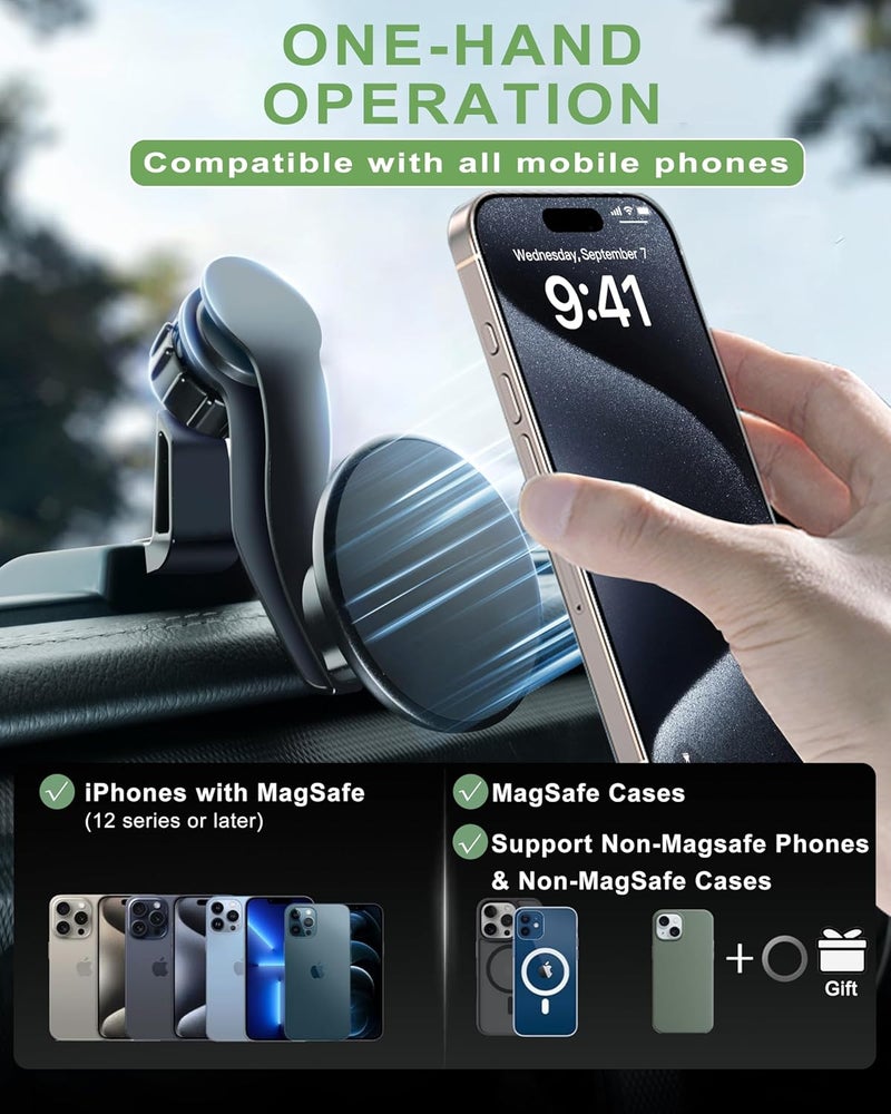 ZKJAYOE Magnetic Phone Mount for Jeep 2021-2023 Wrangler JL JLU 4XE - Dashboard Phone Holder with Magsafe for Jeep Wrangler JL 4XE Accessories (Not for Gladiator) - Image 4
